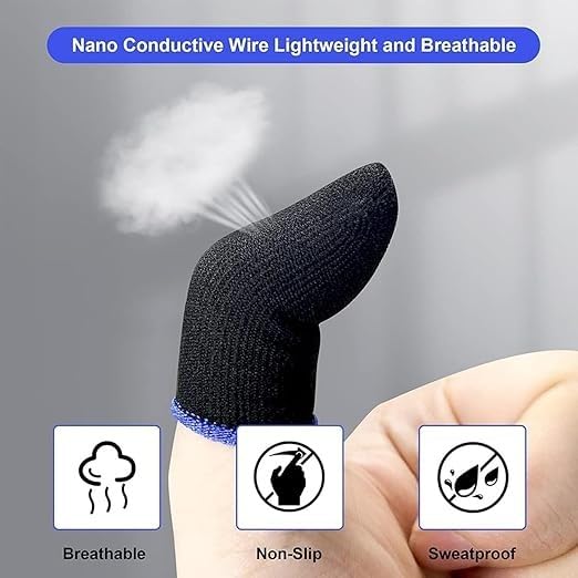 Pubg Anti-Slip Thumb Sleeve, Slip-Proof Sweat-Proof Professional Touch Screen Thumbs Finger Sleeve for Pubg Mobile Phone Game, Garena FreFire, COD Mobile, Asphalt etc Pair 1
