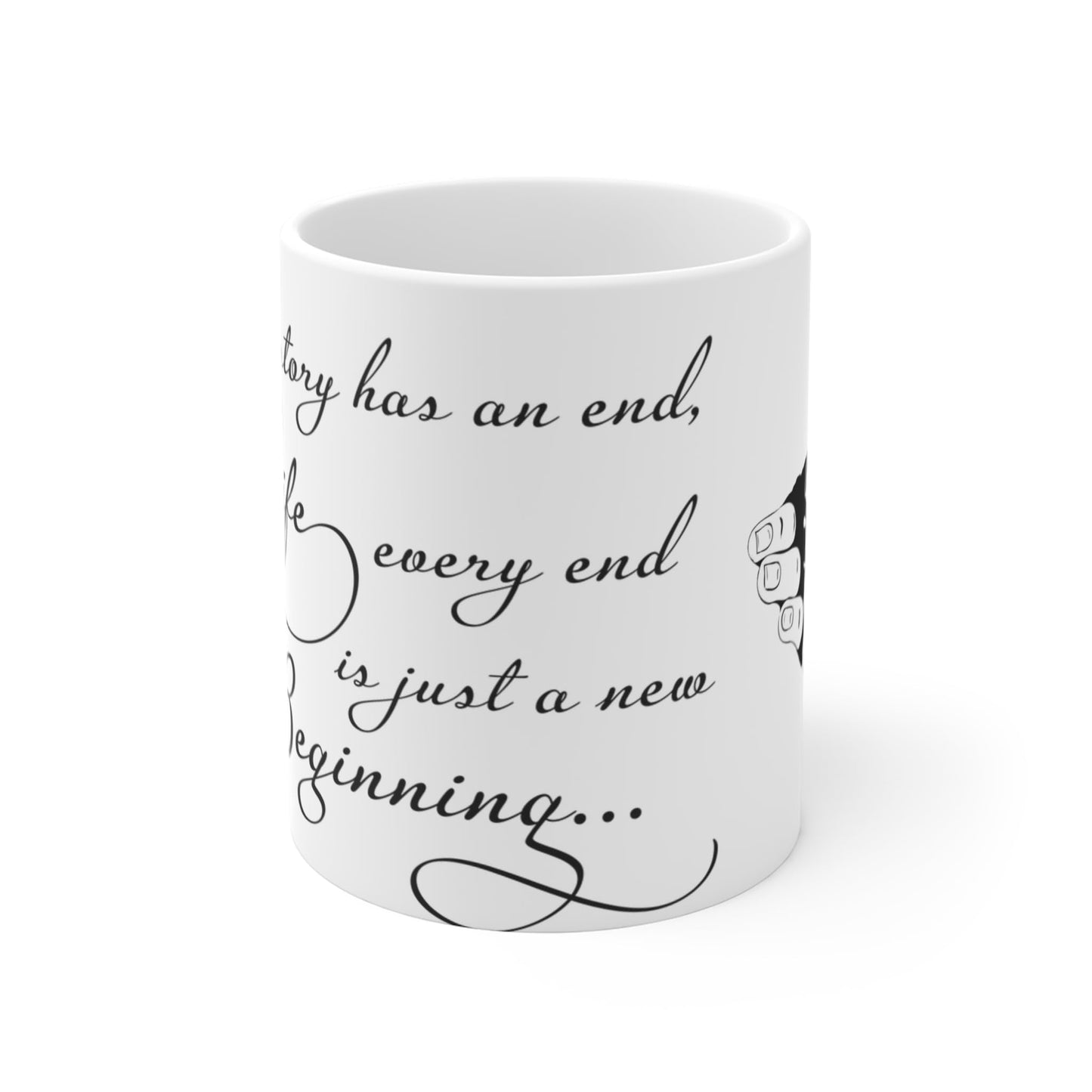 Inspirational Coffee Mug, 350 ml, White Ceramic with Quote 'Every Story Has a Beginning', Perfect for Gifting