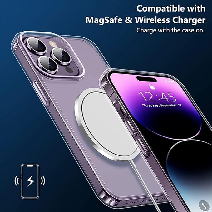RF REDFOXX Clear Case for iPhone 14, Transparent Shockproof Protective Cover with Screen Protector, Slim Design