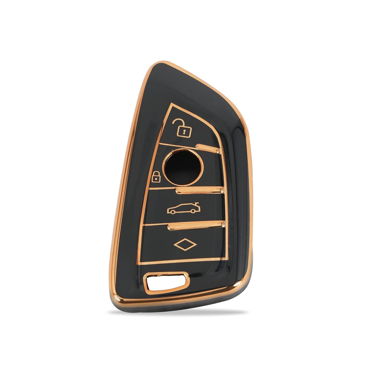 RF REDFOXX ogato TPU Car Key Cover fit for BMW GT-Series | X-Series | M-Series | 3-Series | 5-Series | 7-Series Smart Key (Black)
