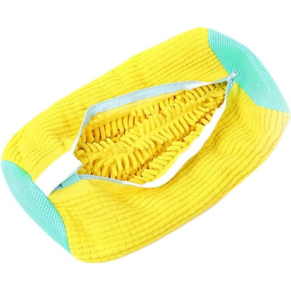 Microfiber Chenille Shoe Washing Bag, Yellow, Reusable Laundry Protector with Zipper for Machine Wash, Noise Reducing Design, 1 Piece