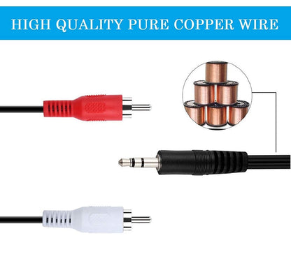 RF REDFOXX Jack Stereo Audio Male to 2 RCA Male Cable AV Audio Video Cable TV-Out Cable Speaker Amplifier Connect RCA Audio Video