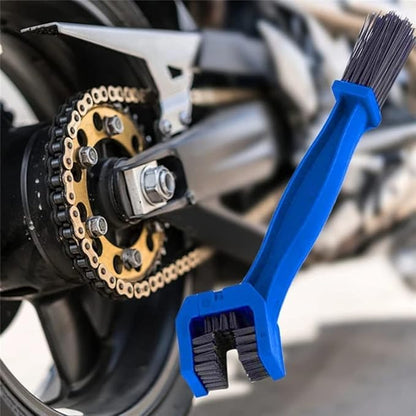 Universal Motorcycle/Cycle Chain Cleaner Brush for Bikes – 3-Sided Durable Bristle Brush for Cleaning Chain, Sprockets & Gears (Blue, Pack of 1).