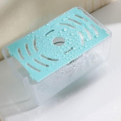 2-in-1 Portable Laundry Rolling Soap Box – Soap Bar Dispenser with Rubber Roller, Foaming Soap Saver, Drain Holes & Spring Mechanism – Travel Soap Holder (12.2L x 7.2W cm, Multicolor)