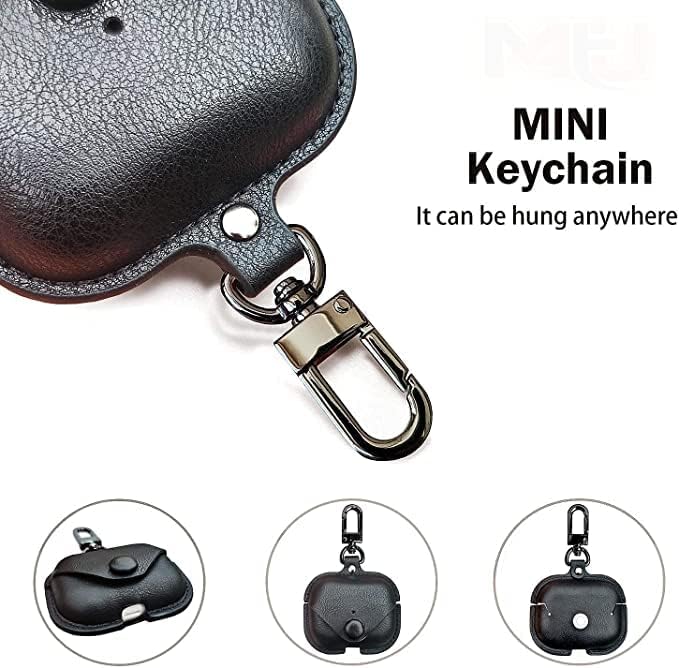 RedFoxx Soft Leather Shockproof Cover Case with Free Keychain Compatible with Apple AIRPODS PRO 2, Leather Case Airpod Pro 2 (Black)
