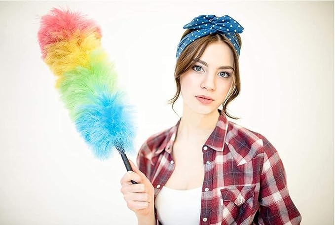 26-Inch Microfiber Static Feather Duster Brush – Washable, Lightweight, Flexible PP Handle – Multipurpose Dusting Tool for Home, Office, Car Cleaning (Color May Vary)