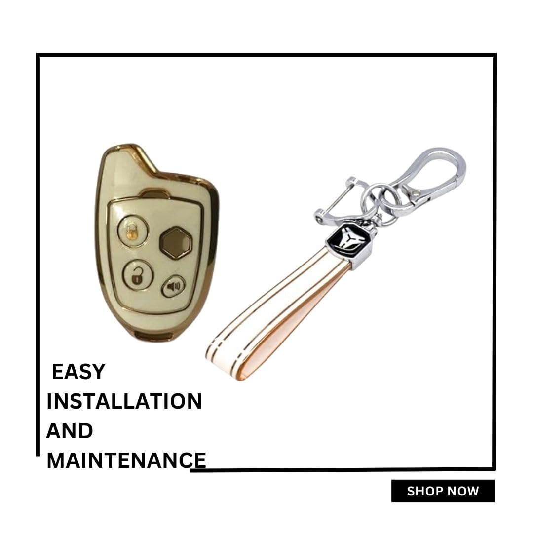 TPU Key Cover for Suzuki Models: Swiift, Dziire, Rittz, WagoonR, S-Cross, Ertigaa, Ciazz, Celeerio, Balleno, Scrross, and Vitarra Brezza with Nippon Remote Key Cover (White).