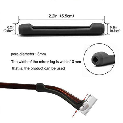 RF REDFOXX Anti-Slip Silicone Eyeglass Ear Hooks, Comfortable Glasses Temple Grip Holders, Black, 1 Pair