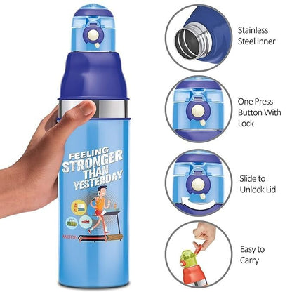 Spare Assembly Lid Compatible with Milton Kool Stunner Kids Water Bottle | Fits 900ml / 1000ml (Assembly Type) | Leak-Proof Sipper Lid | BPA-Free | Cyan