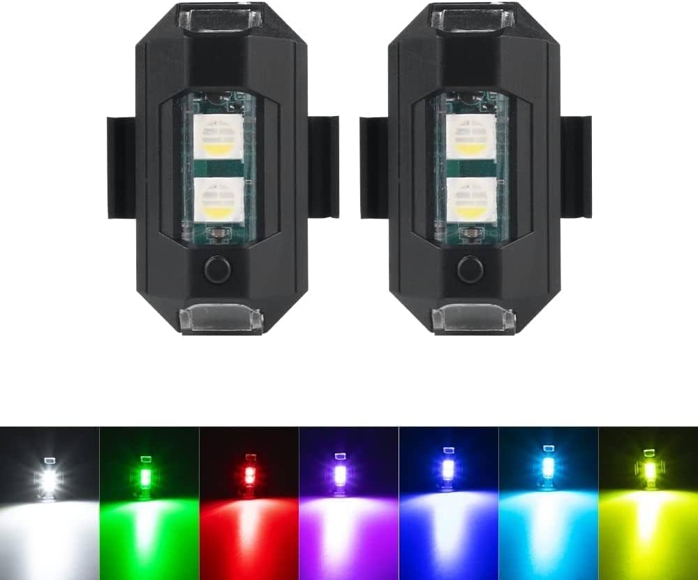 LED Strobe Light, 7 Colors, Rechargeable Waterproof Warning Signal, Universal for Bikes, Cars, Motorcycles, Drones