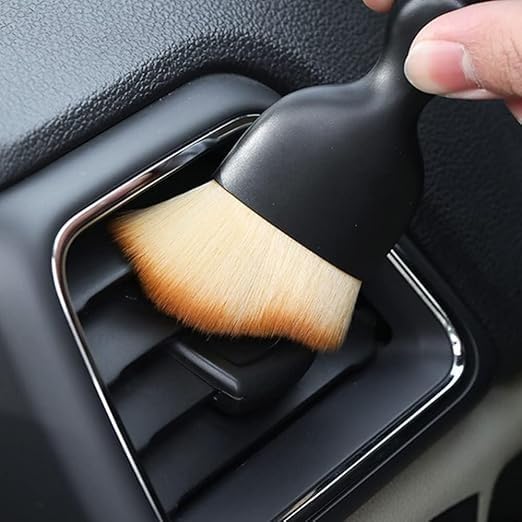 Car Interior Dust Cleaning Brush | Soft Bristle Auto Detailing Brush for Dashboard, AC Vents & Console | Scratch-Free Interior Cleaning Tool | Dense Bristles | Black (Pack of 1)