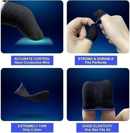 Pubg Anti-Slip Thumb Sleeve, Slip-Proof Sweat-Proof Professional Touch Screen Thumbs Finger Sleeve for Pubg Mobile Phone Game, Garena FreFire, COD Mobile, Asphalt etc Pair 1