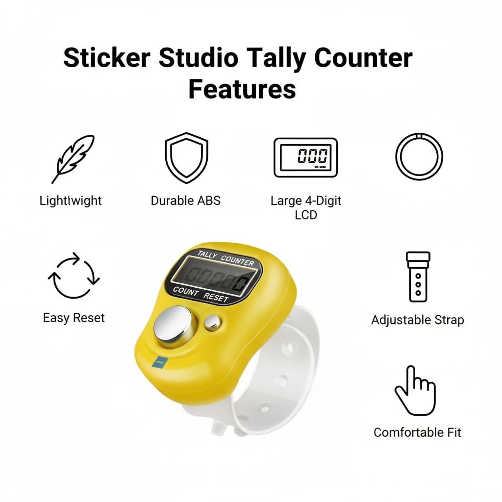 5-Digit Tally Clicker Counter Finger Ring | Electronic Digital Counting Machine for Cricket Umpire, Mantra Jap, Prayer, Meditation & Multipurpose Counting | Pack of 3 (Multicolor, Plastic)