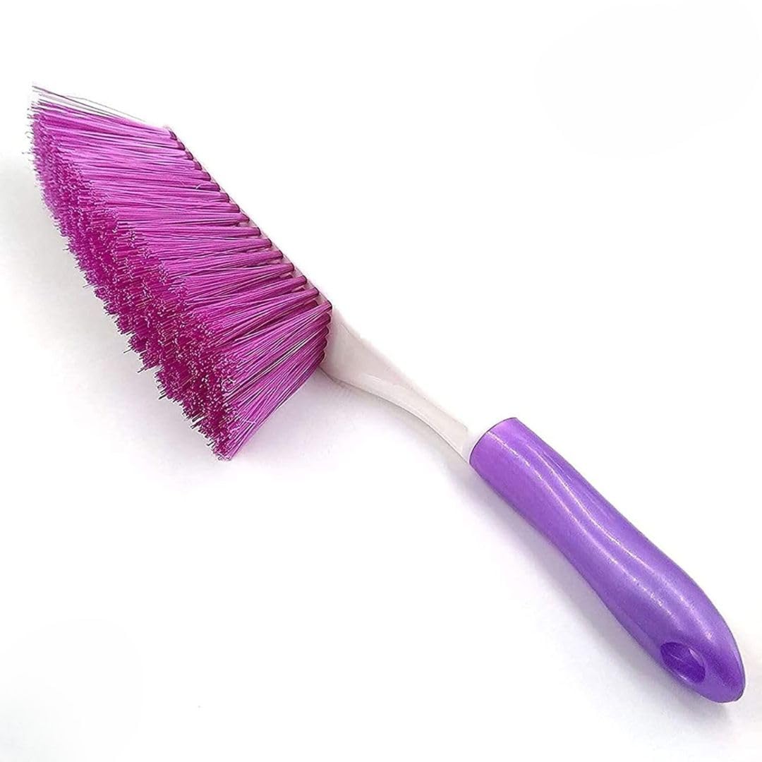 Long Bristle Polypropylene Dust Cleaning Brush – Ideal for Carpet Cleaning, Car Seats, Beds, Sofas, Curtains, Mats, and Household Upholstery Cleaning – Multicolour (Pack of 1).