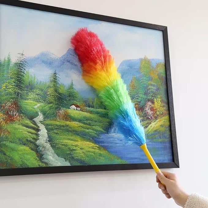 26-Inch Microfiber Static Feather Duster Brush – Washable, Lightweight, Flexible PP Handle – Multipurpose Dusting Tool for Home, Office, Car Cleaning (Color May Vary)