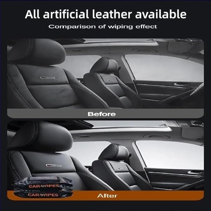 Car Cleaning Wipes 80 Pcs – Dashboard Scratch Remover Wet Tissue for Vehicle Interior, Auto Seats, Windows, Glass, Leather & Steering – Disposable Car Care Cleaner Wipes (Pack of 1)