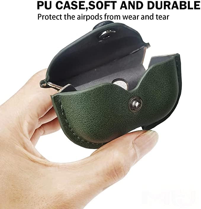 RedFoxx Soft Leather Shockproof Cover Case with Free Keychain Compatible with Apple AIRPODS PRO 2, Leather Case Airpod Pro 2 (Dark Green)