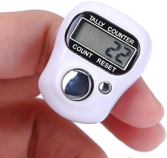 Mini Digital Finger Tally Counter – Electronic Japa Mala Counter with Adjustable Finger Ring – For Mantra Chanting, Tasbeeh, Cricket, Head Count & More (Color May Vary)