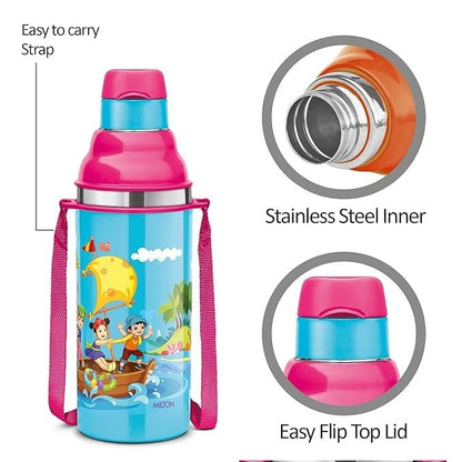 Spare Lid with Straw Compatible with Milton Steel Slim/Kool Stunner Kids Bottle | Fits 400ml | Leak-Proof Sipper Replacement Lid | BPA-Free | Cyan