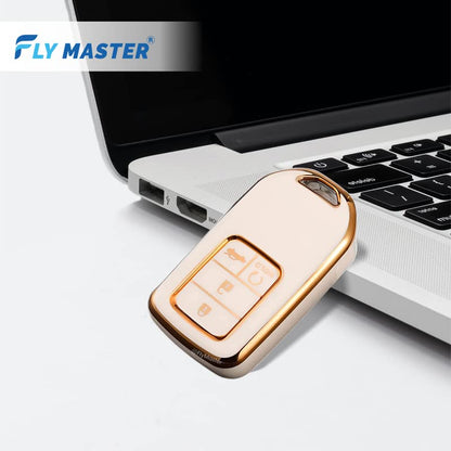 TPU Key Cover Compatible with Honda Accord Civic WR.V BR.V CR.V City Jazz 3RD. (White)
