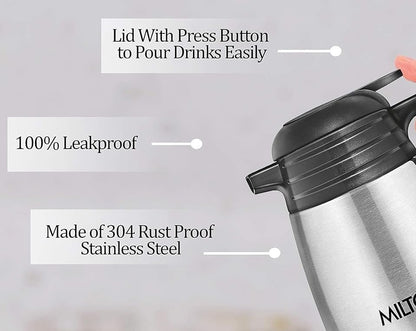 Spare Lid Compatible with Milton Thermosteel Carafe Replacement Lid, Leak-Proof Spare Cap, Compatible with 1000 ml Flask, Black