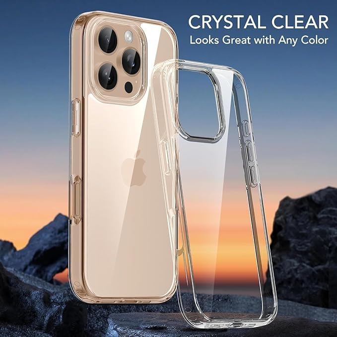 RF REDFOXX iPhone 16 Pro Clear Case | Slim Shockproof TPU Back Cover with Camera & Screen Protection | Anti-Yellowing Scratch Resistant Transparent Phone Case for iPhone 16 Pro