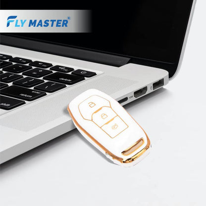 TPU Key Cover Compatible with Ford Aspire Figo Endeavour New Ecosport New Fiesta 2ND. (White)