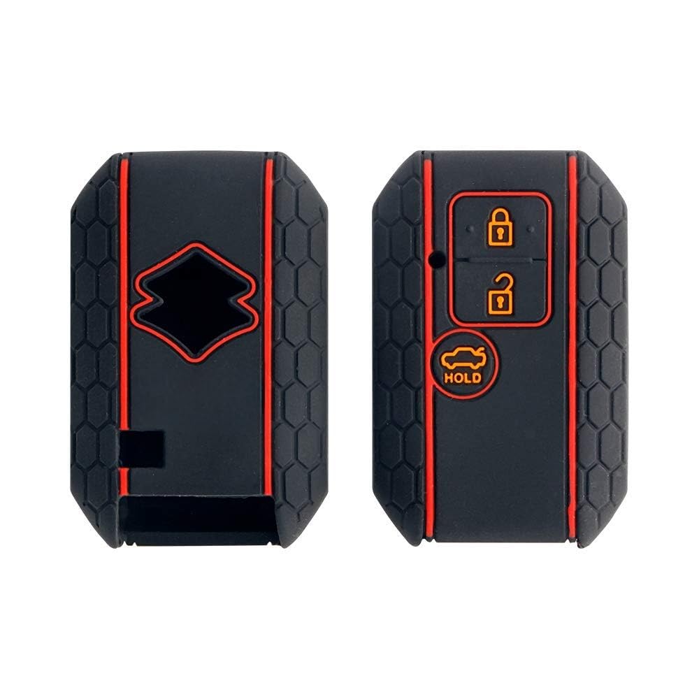 Silicone Key Cover Compatible for Suzuki: Ertiga, Swift, DZire 3 Button Smart Key (Push Button Start Models Only)