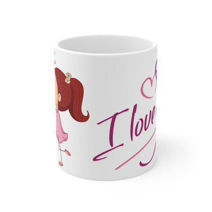 RF REDFOXX Romantic Couple Coffee Mugs, I Love You Design, White Ceramic, 350 ml, Pack of 1