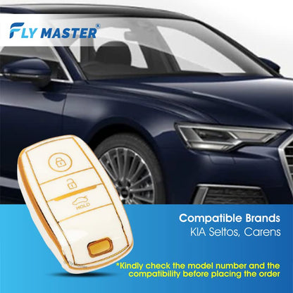 TPU Key Cover Compatible with Ford Aspire Figo Endeavour New Ecosport New Fiesta 2ND. (White)