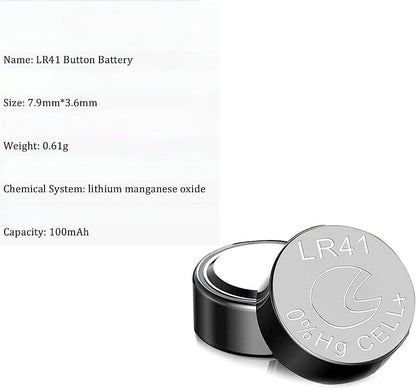 LR41 AG3 SR41 1.5V Alkaline Button Coin Cell Electronics Solutions LR41 Battery AG3 LR736 392 392a 192 SR41 Watch Batteries 1.5v for Watches Electronic Toys Digital Thermometer (Pack of 5)