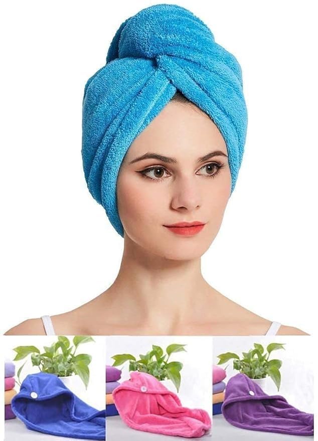 RF REDFOXX Microfiber Hair Drying Towel Wrap, Quick-Dry Twist Turban with Button Closure, Available