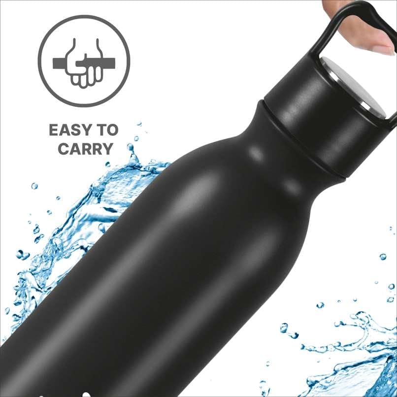 Milton Thermosteel Bottle Spare Lid Compatible with Alice 500ml/750ml/1000ml | Leakproof Handle Cap | BPA-Free, Durable, Easy to Carry (Black, Pack of 1)