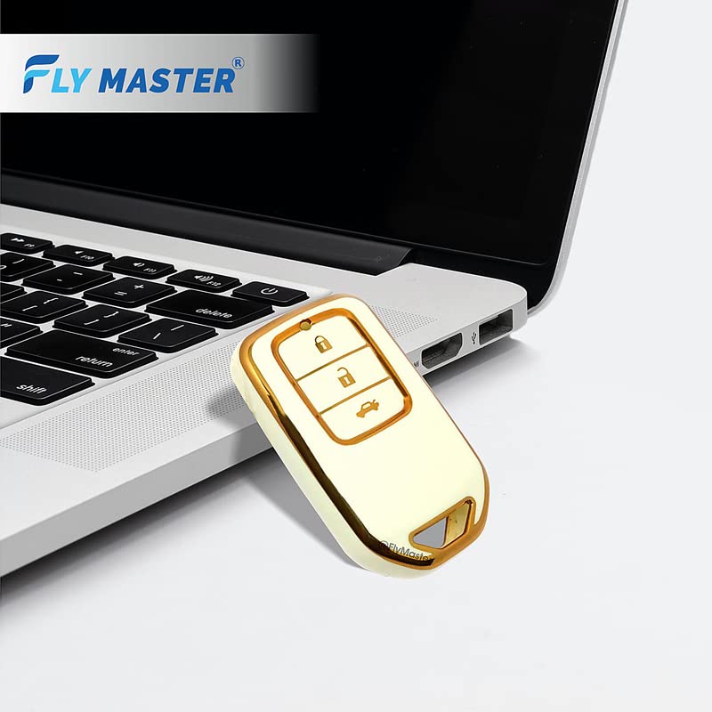 TPU Key Cover Compatible with Honda Accord Civic WR.V BR.V CR.V City Jazz 2ND. (White)