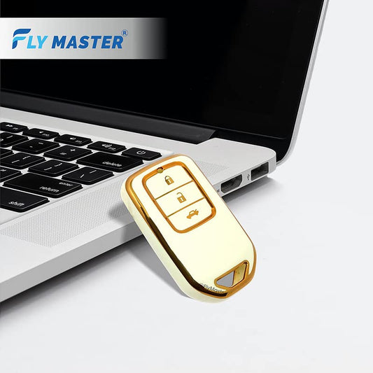 TPU Key Cover Compatible with Honda Accord Civic WR.V BR.V CR.V City Jazz 2ND. (White)