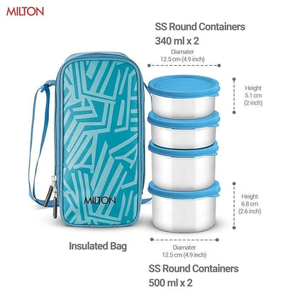 Spare Lid Compatible with Milton Stack Pack Stainless Steel Tiffin | Fits 200ml / 350ml / 500ml Containers | Leak-Proof Replacement Tiffin Lid | Blue/Cyan