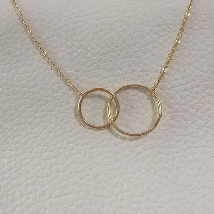 RF REDFOXX Double Circle Pendant Necklace, Gold-Toned Chain, Ladies Fashion Jewellery
