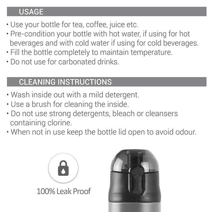 Replacement spare lid compatible with Milton New Crown Thermosteel Bottle 900ml, featuring a one-touch flip cap with safety lock. Leak-proof, BPA-free, and ideal for daily use.
