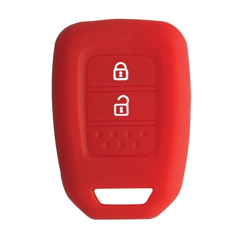 RF REDFOXX Silicone Car Key Cover Compatible for WR-V, City, Jazz, Amaze 2014 | Car Accessories | Protects and decorates car Key (2 Button Remote Key) - Red