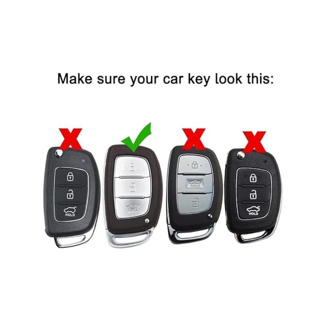 RF REDFOXX Car Silicone Rubber Key Cover for H-undai Cretaa / I20 Elite - Black - Premium Protection, Durability, and Style ( Pack of 1)