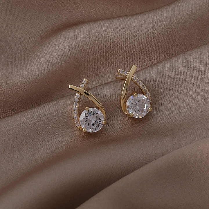 Sterling Cubic Zirconia Teardrop Stud Earrings, Korean Style, Wedding Jewellery