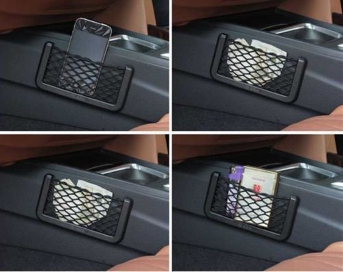 Car Storage Net, Black Seat Side Back Storage Net Bag, Trunk Holder Pocket Organizer String Bag Phone Stand