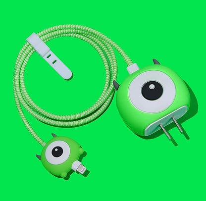 RF REDFOXX Silicone Protective Case for Apple 20W & 18W iPhone USB-C Power Adapter Charger and for USB Lightning Cable, 3D Case for iPhone Charger - 18W/20W (Green)