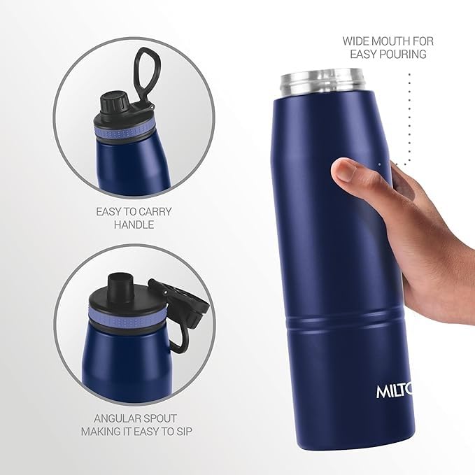 Spare Lid Compatible with Milton Sparkle Thermosteel Bottle | Fits 600ml & 900ml Bottles | Easy Sip Flip Cap with Handle | Leak-Proof Replacement Lid for Hot & Cold Vacuum Flask (Black, Only Lid)