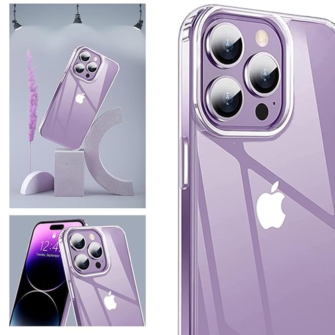 RF REDFOXX Clear Case for iPhone 14, Transparent Shockproof Protective Cover with Screen Protector, Slim Design