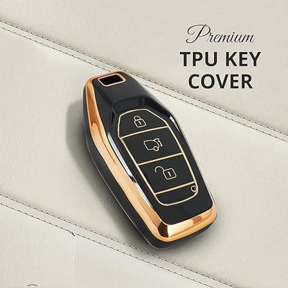 TPU Key Cover Compatible with Mahindra XUV 500 Smart Key, Push Button Start Models, Pack of 2, Black