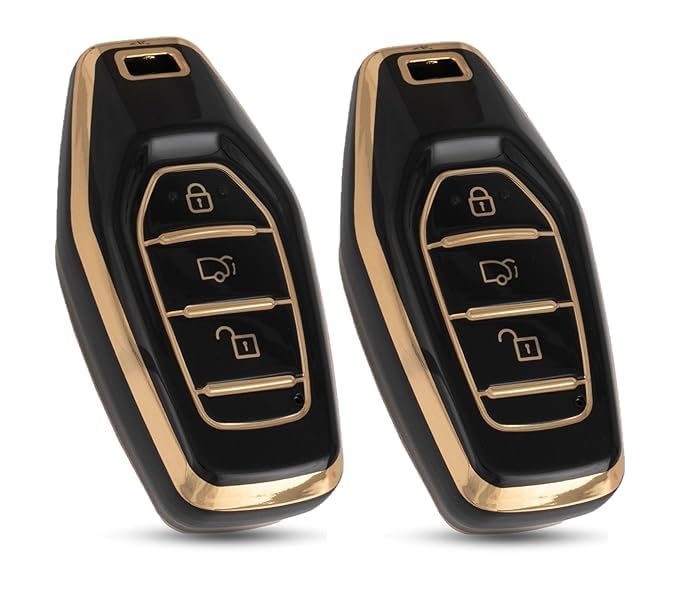 TPU Key Cover Compatible with Mahindra XUV 500 Smart Key, Push Button Start Models, Pack of 2, Black