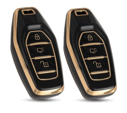 TPU Key Cover Compatible with Mahindra XUV 500 Smart Key, Push Button Start Models, Pack of 2, Black