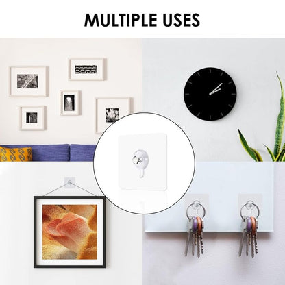 RF REDFOXX Adhesive Wall Hooks, Heavy-Duty, White, Set of 14, 10 x 10 cm, for Photo Frames, Keys and Shelves (20)