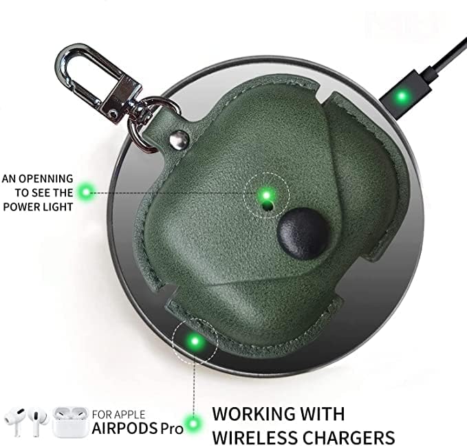 RedFoxx Soft Leather Shockproof Cover Case with Free Keychain Compatible with Apple AIRPODS PRO 2, Leather Case Airpod Pro 2 (Dark Green)